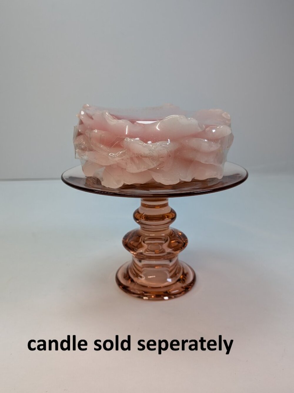 Vintage 1930s Depression Elegant Pink Glass Candle Holder / Pedestal Stand - Picture 4 of 16